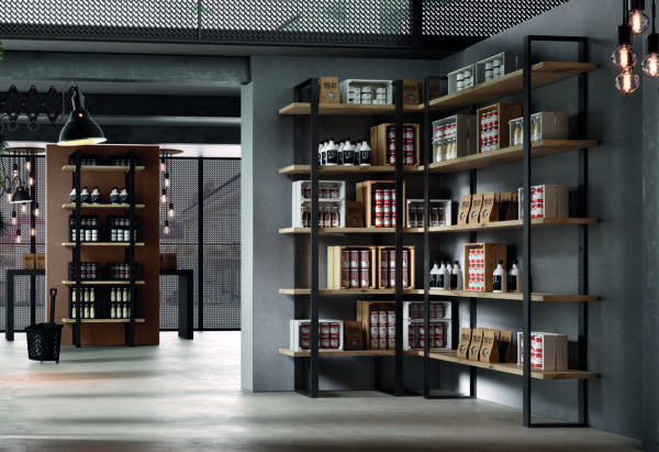 libreria componibile industrial dispensa cucina angolare