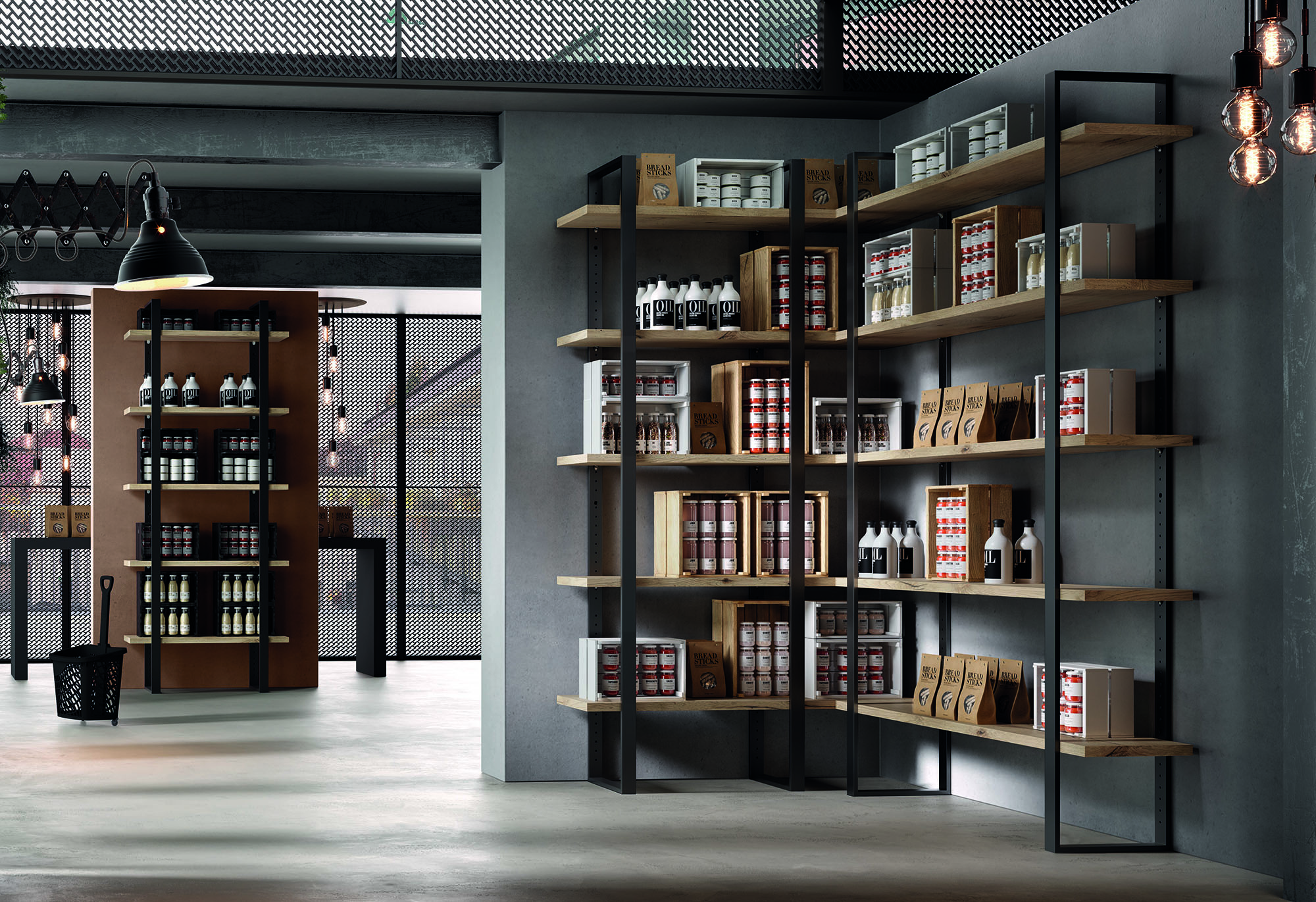 libreria componibile industrial dispensa cucina angolare